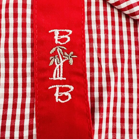 NEW Bohio Men's Shirt Size 1X Short Sleeve Button Up Red/White Gingham Pattern - Picture 6 of 10